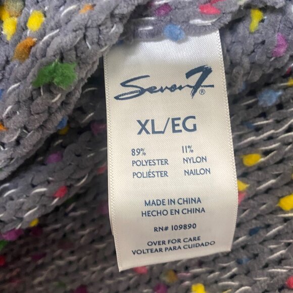 NWT $59 Seven7 Popcorn Chenille Sweater X-Large Grey Confetti Relaxed Boxy Loose - Picture 5 of 9